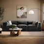 Charcoal Velvet 4 Seater Sofa - Hudson 