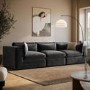 Charcoal Velvet 4 Seater Sofa - Hudson 