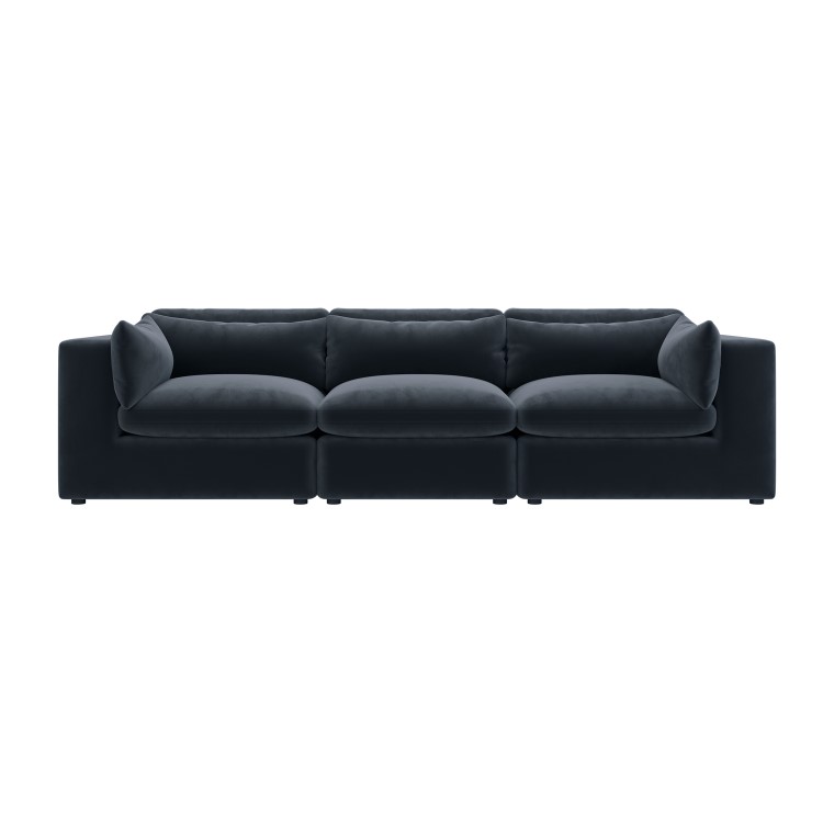 Charcoal Velvet 4 Seater Sofa - Hudson 