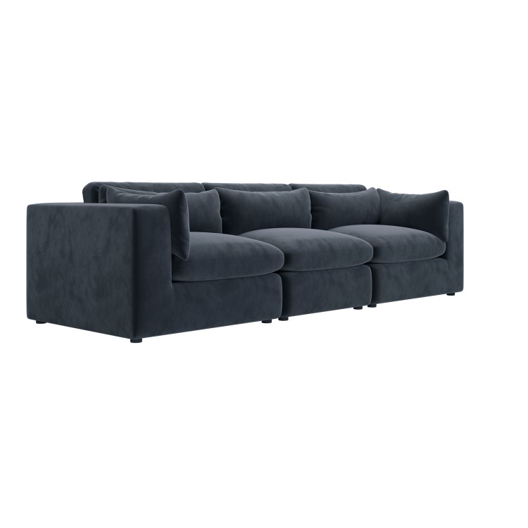 Charcoal Velvet 4 Seater Sofa - Hudson 