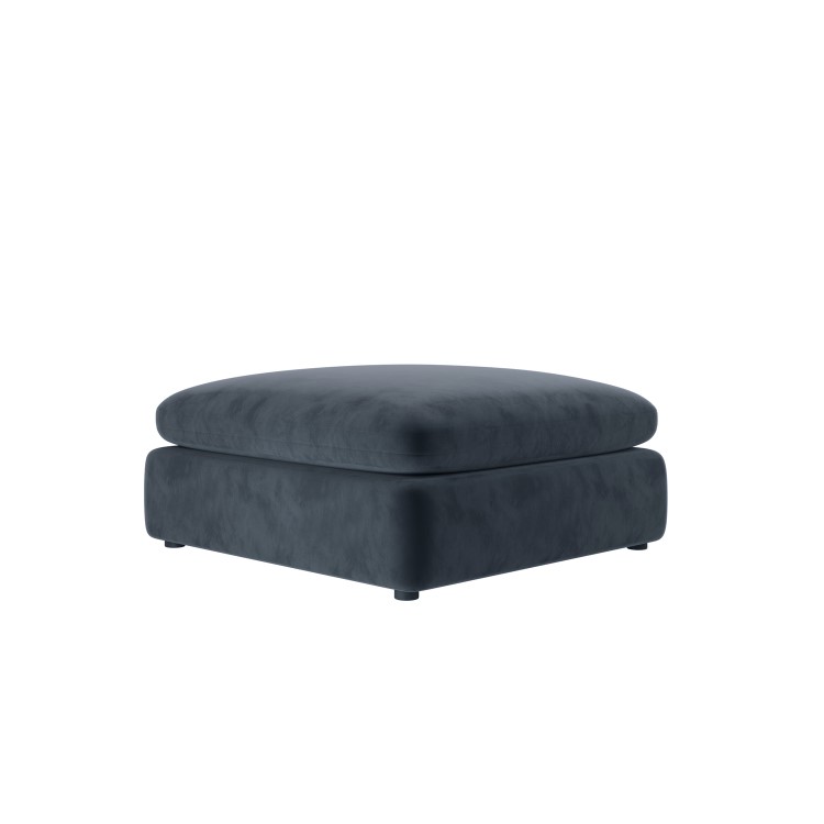 Charcoal Grey Velvet Foostool - Hudson