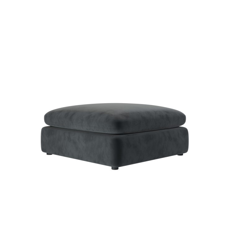 Charcoal Grey Velvet Foostool - Hudson