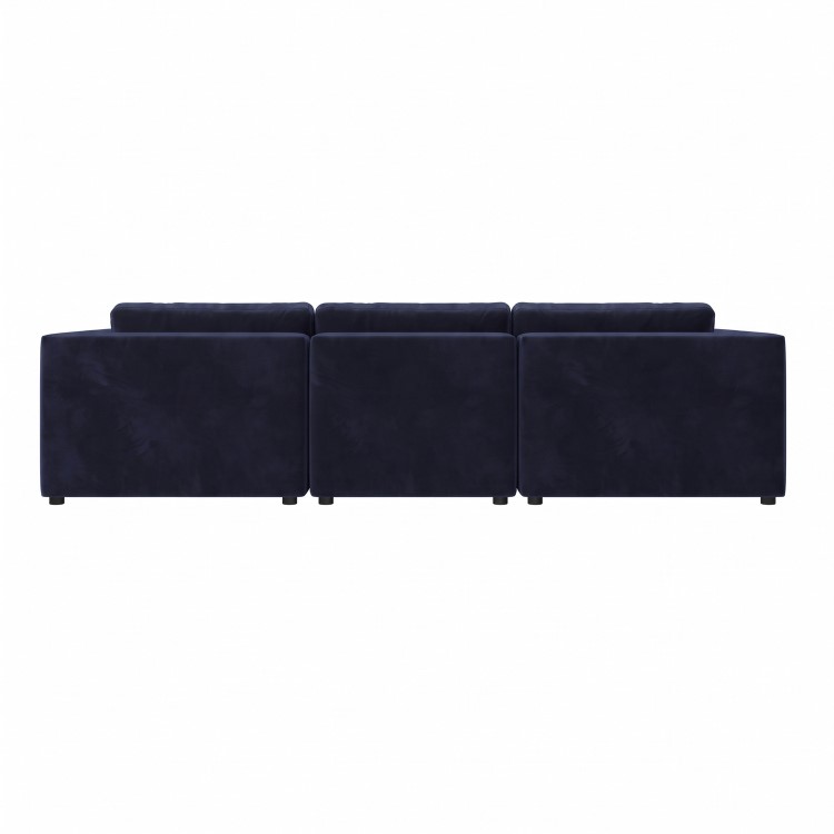 Navy Blue Velvet 4 Seater Reversible Chaise L-Shape Corner Sofa - Hudson