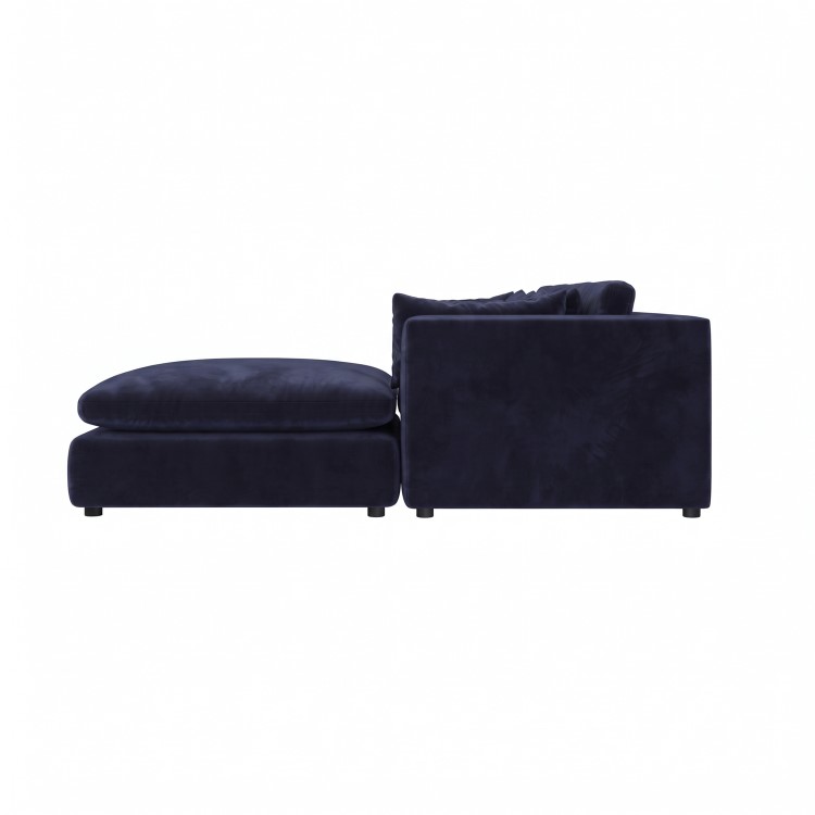 Navy Blue Velvet 4 Seater Reversible Chaise L-Shape Corner Sofa - Hudson