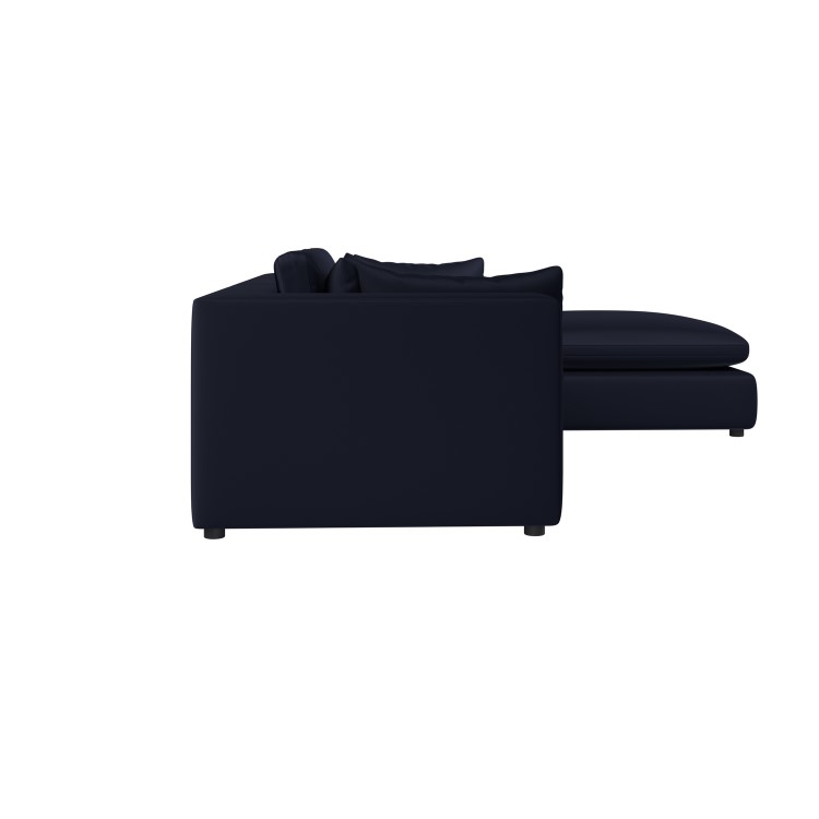 Navy Blue Velvet 4 Seater Reversible Chaise L-Shape Corner Sofa - Hudson