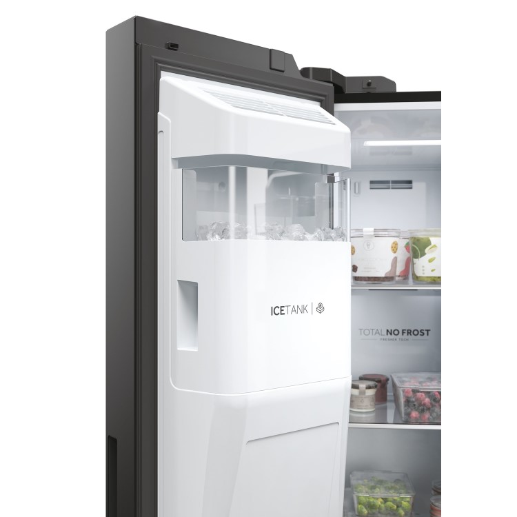 Refurbished Haier SBS 90 Series 5 HSW59F18EIPT 601 Litre Frost Free American Fridge Freezer Black