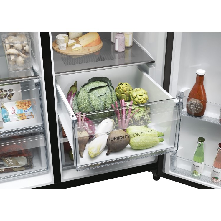 Refurbished Haier SBS 90 Series 5 HSW59F18EIPT 601 Litre Frost Free American Fridge Freezer Black