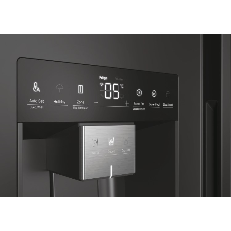 Refurbished Haier SBS 90 Series 5 HSW59F18EIPT 601 Litre Frost Free American Fridge Freezer Black
