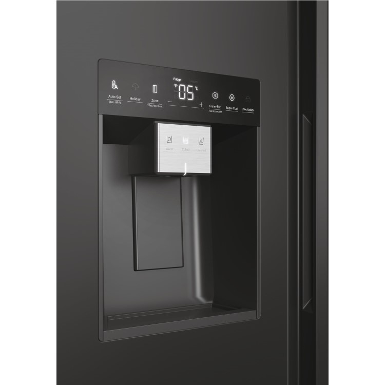 Refurbished Haier SBS 90 Series 5 HSW59F18EIPT 601 Litre Frost Free American Fridge Freezer Black
