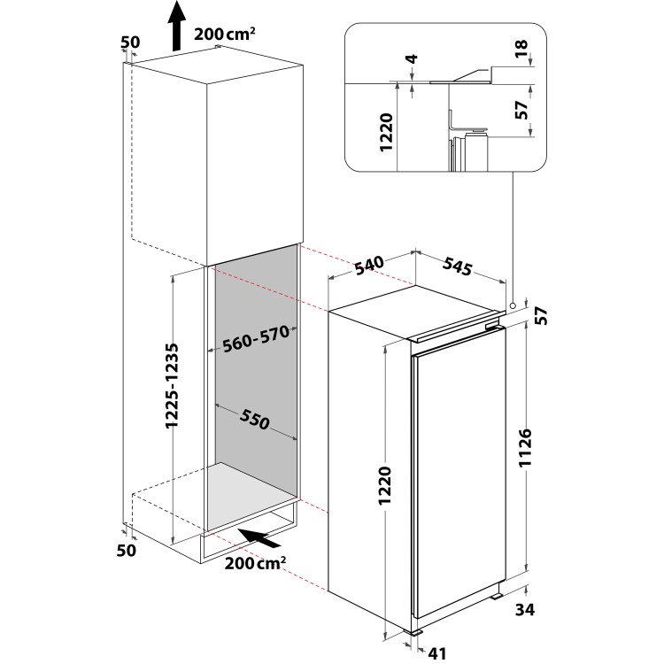 Hotpoint In-column Integrated Fridge With Four Star Icebox