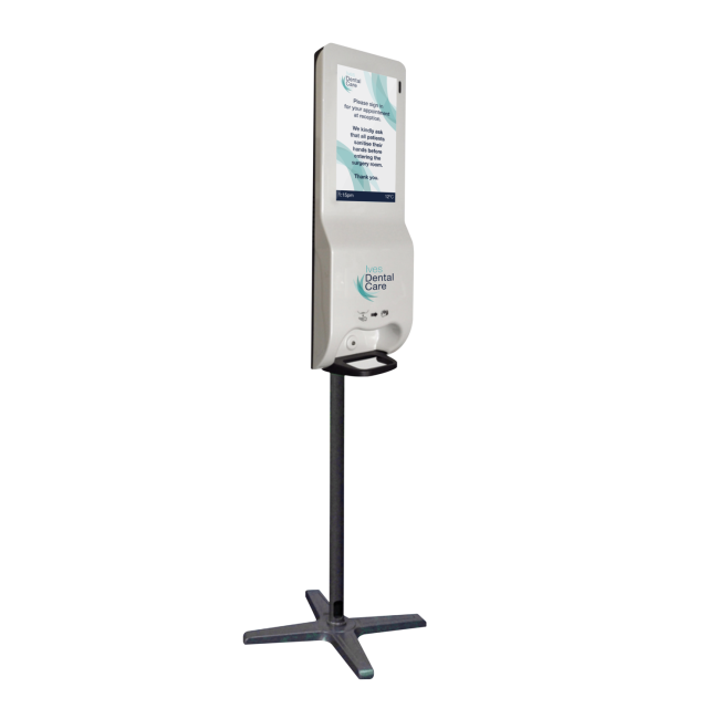 Hygiene Tech Floor Standing Digital signage screen with hand sanitiser - built in Android