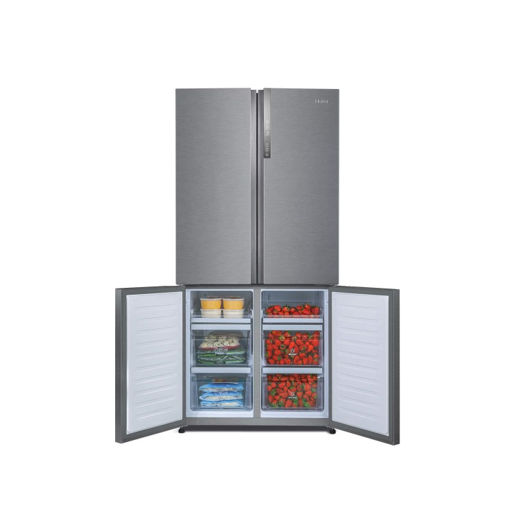 Refurbished Haier HTF-452DM7 Freestanding 452 Litre 70/30 Frost Free American Fridge Freezer Stainless Steel