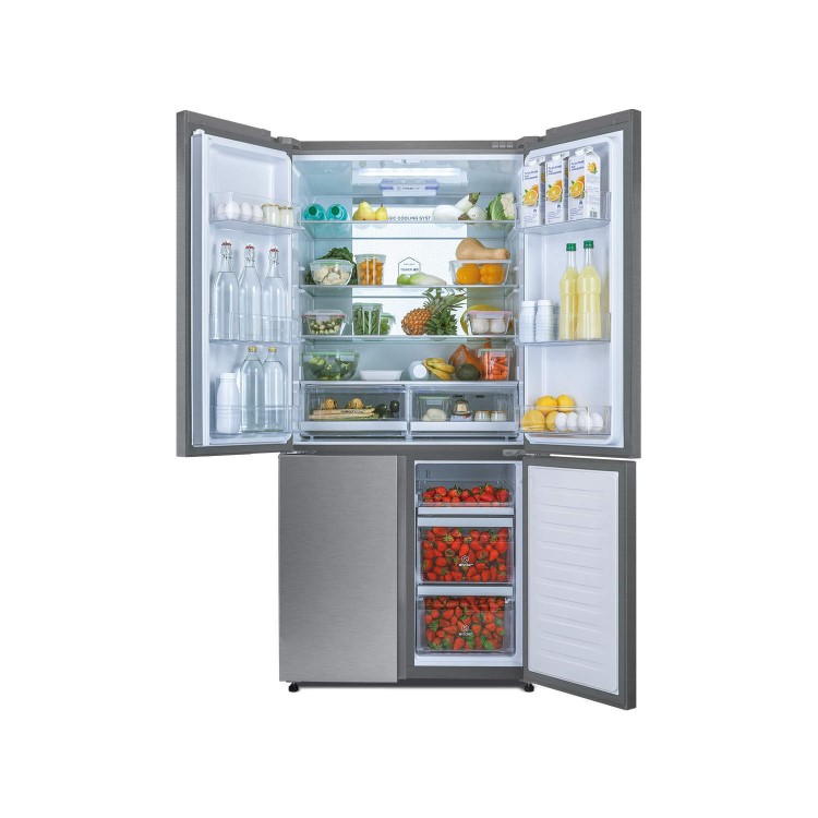 Refurbished Haier HTF-452DM7 Freestanding 452 Litre 70/30 Frost Free American Fridge Freezer Stainless Steel