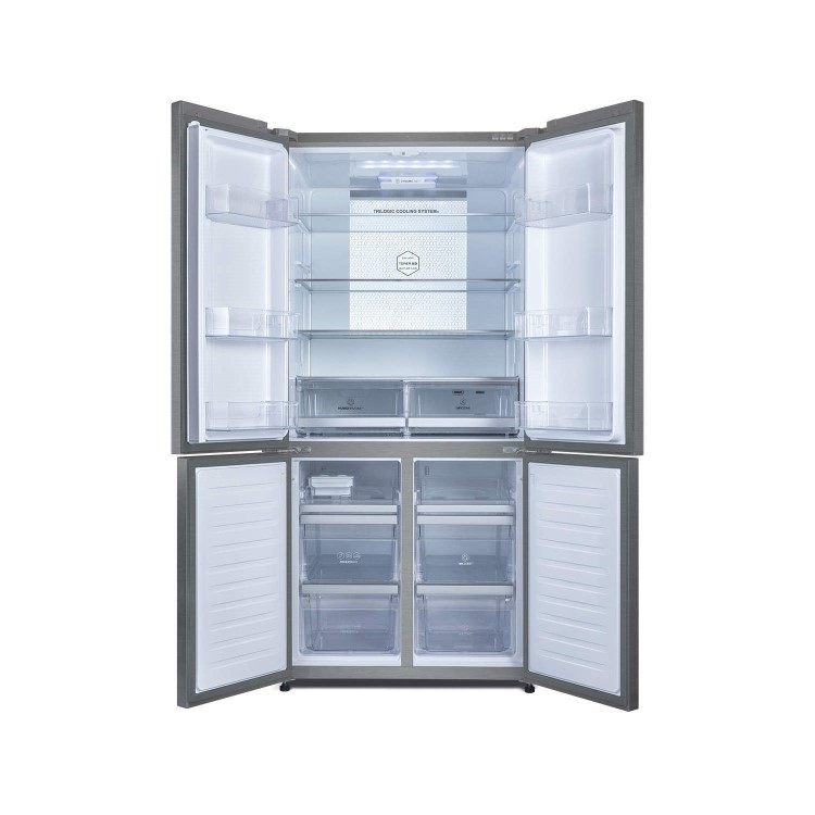 Refurbished Haier HTF-452DM7 Freestanding 452 Litre 70/30 Frost Free American Fridge Freezer Stainless Steel