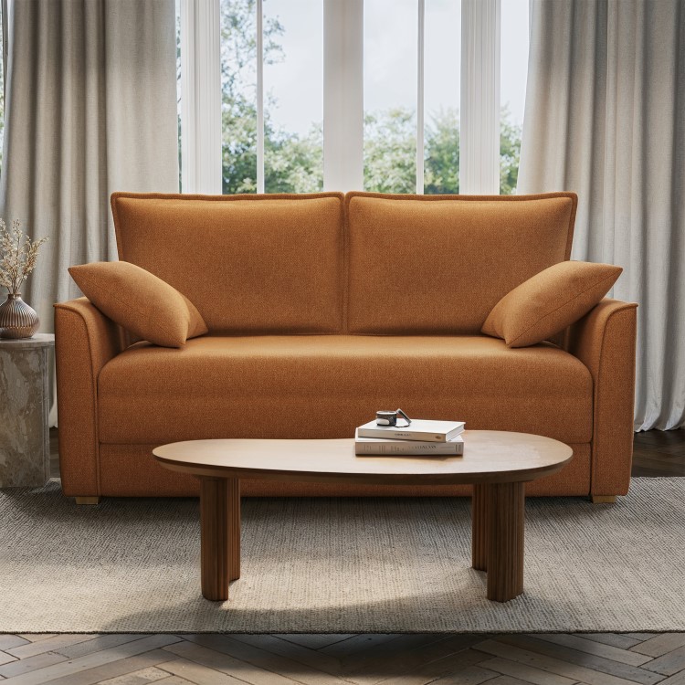 Orange Fabric 2 Seater Pull Out Sofa Bed - Hunter