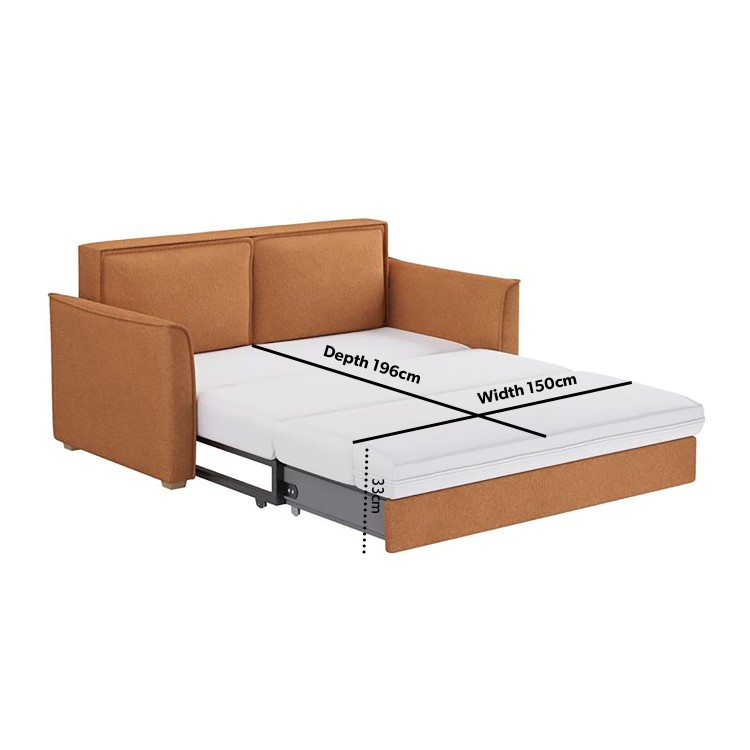 Orange Fabric 2 Seater Pull Out Sofa Bed - Hunter