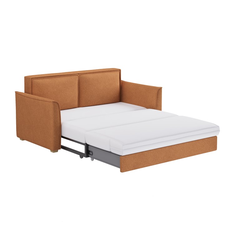 Orange Fabric 2 Seater Pull Out Sofa Bed - Hunter