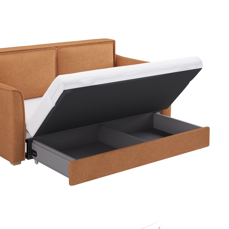 Orange Fabric 2 Seater Pull Out Sofa Bed - Hunter