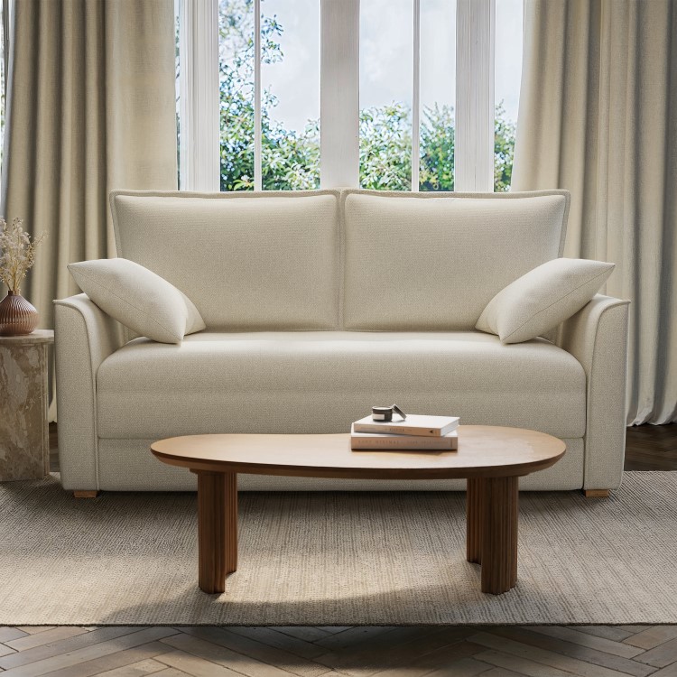 Beige Fabric 2 Seater Pull Out Sofa Bed - Hunter