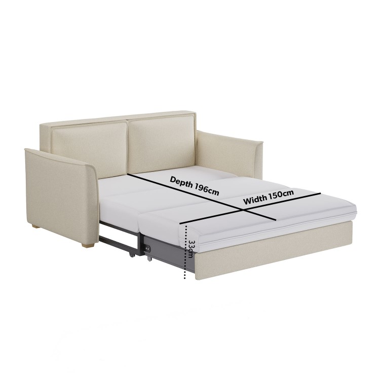 Beige Fabric 2 Seater Pull Out Sofa Bed - Hunter