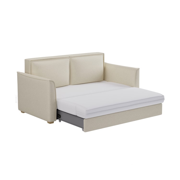 Beige Fabric 2 Seater Pull Out Sofa Bed - Hunter