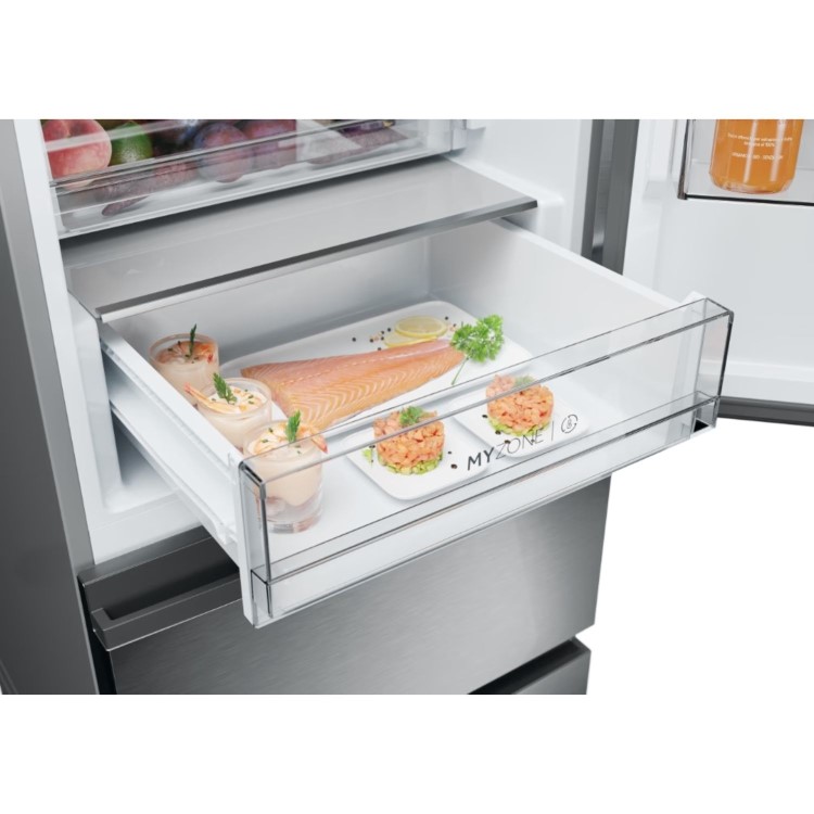 Refurbished Haier HTW5618ENMG Total No Frost 3 Door Fridge Freezer - Silver - E Rated