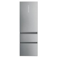 Refurbished Haier HTW5618ENMG Total No Frost 3 Door Fridge Freezer - Silver - E Rated