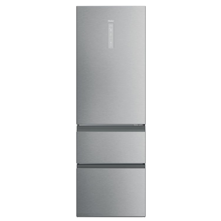 Refurbished Haier HTW5618ENMG Total No Frost 3 Door Fridge Freezer - Silver - E Rated