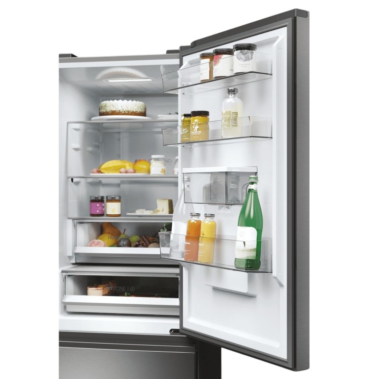 Refurbished Haier Series 5 HTW5618EWMG Freestanding 357 Litre 60/40 Frost Free Fridge Freezer Silver