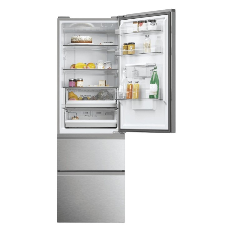 Refurbished Haier Series 5 HTW5618EWMG Freestanding 357 Litre 60/40 Frost Free Fridge Freezer Silver