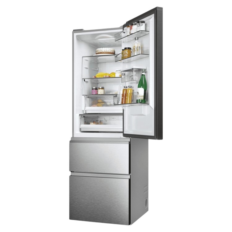 Refurbished Haier Series 5 HTW5618EWMG Freestanding 357 Litre 60/40 Frost Free Fridge Freezer Silver