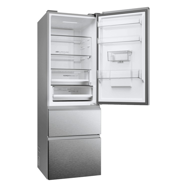 Refurbished Haier Series 5 HTW5618EWMG Freestanding 357 Litre 60/40 Frost Free Fridge Freezer Silver