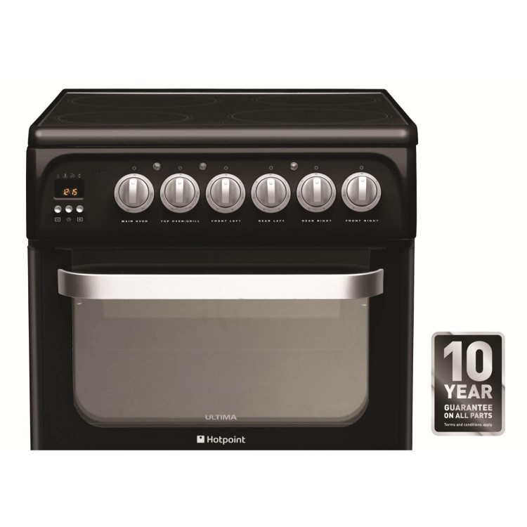Hotpoint HUE52KS 50cm Double Oven Electric Cooker With Ceramic Hob - Black