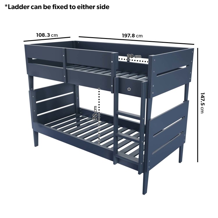 Navy Blue Wooden Detachable Bunk Bed - Hugo