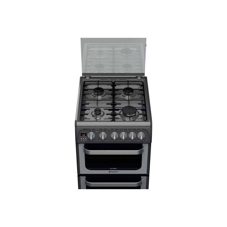 Hotpoint HUG52G Ultima 50cm Double Oven Gas Cooker in Graphite