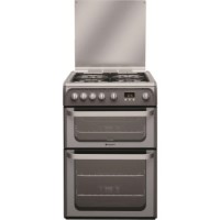Refurbished Hotpoint Ultima HUG61G 60cm Double Oven Gas Cooker Graphite Grey