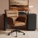 Tan Faux Leather Swivel Office Chair - Hugh 