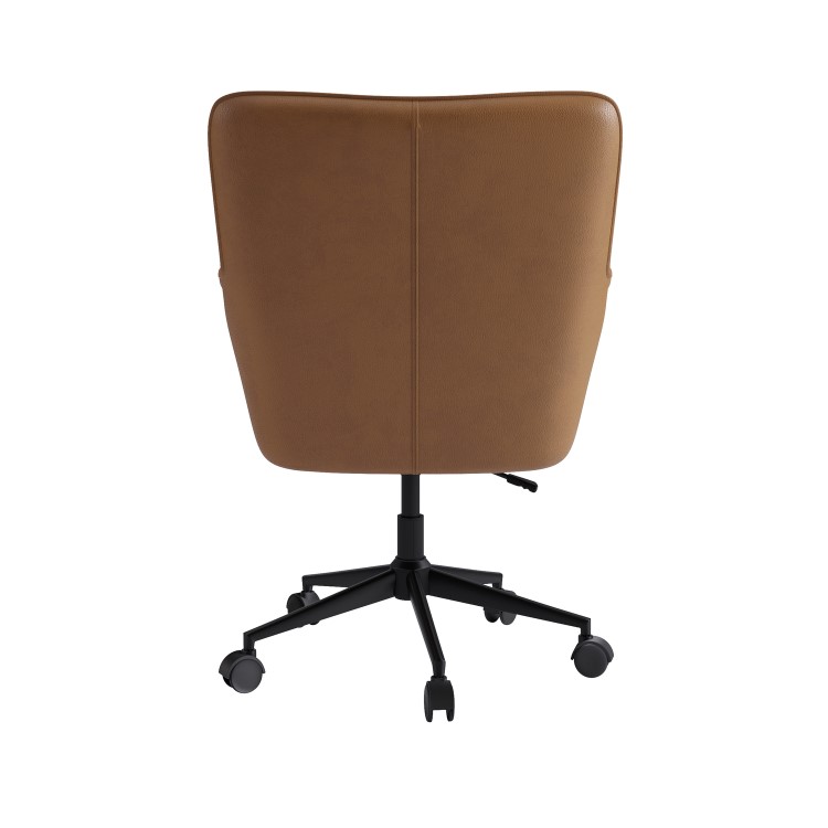 Tan Faux Leather Swivel Office Chair - Hugh 