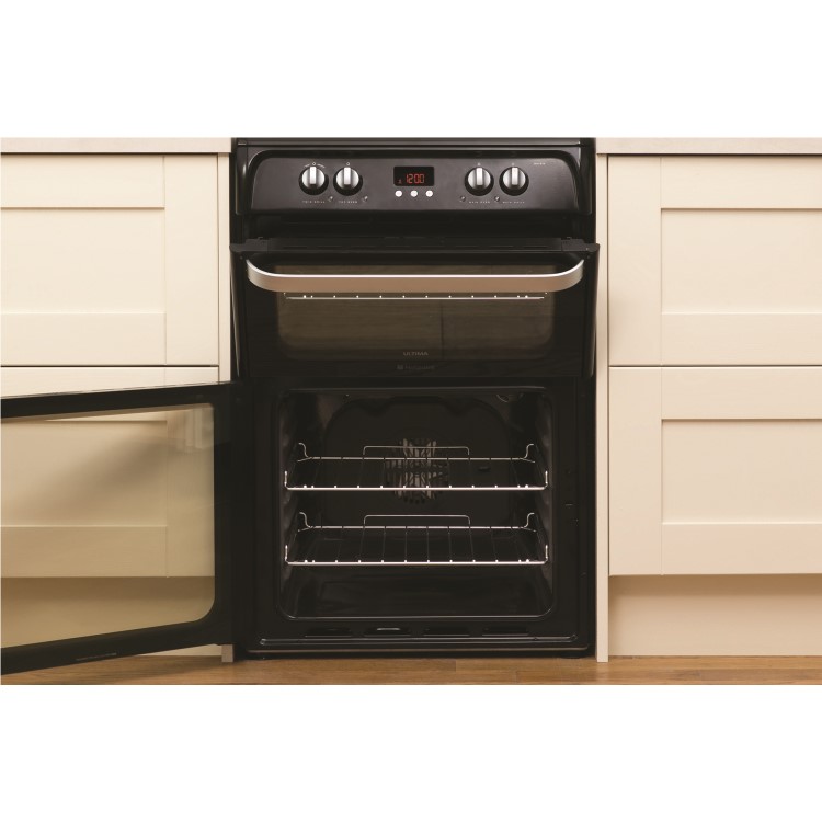 Hotpoint Ultima 60cm Double Oven Electric Cooker with Induction Hob - Black