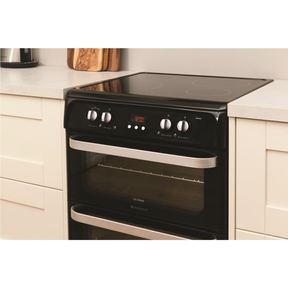 HOTPOINT HUI614K Ultima 60cm Double Oven Electric Cooker With Induction