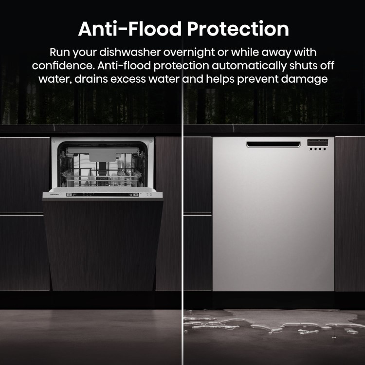 Hisense Integrated Slimline Dishwasher - Auto Dry C-Rated Silver control panel