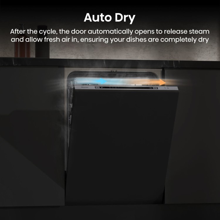 Hisense Integrated Slimline Dishwasher - Auto Dry C-Rated Silver control panel