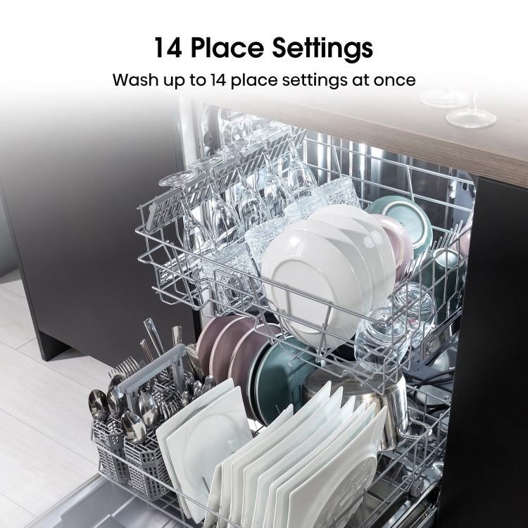 Hisense Auto Dry Integrated Dishwasher - Silver - D-Rated, Silver control panel