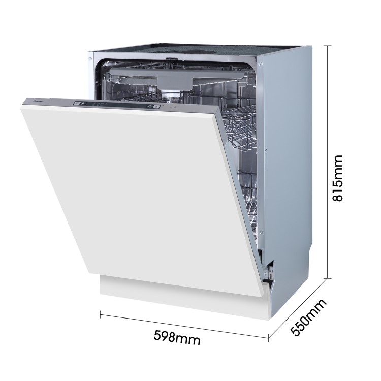 Hisense Auto Dry Integrated Dishwasher - Silver - D-Rated, Silver control panel