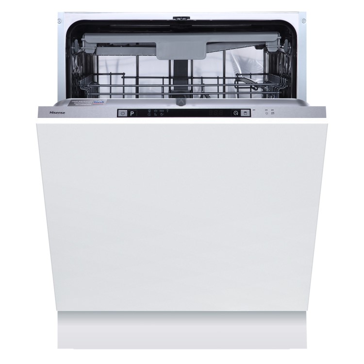Hisense Auto Dry Integrated Dishwasher - Silver - D-Rated, Silver control panel