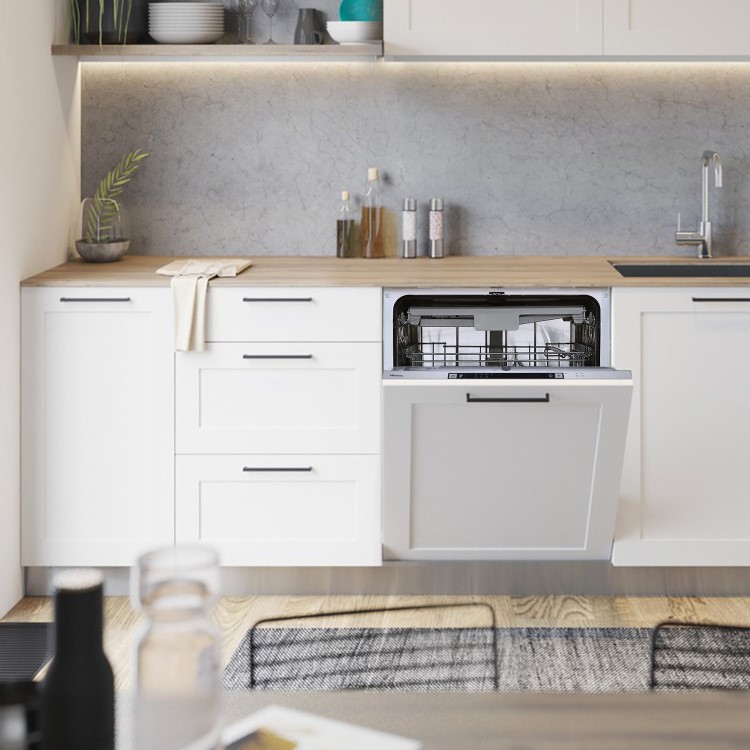 Hisense Auto Dry Integrated Dishwasher - Silver - D-Rated, Silver control panel