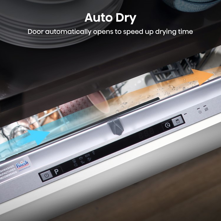 Hisense Auto Dry Integrated Dishwasher - Silver - D-Rated, Silver control panel