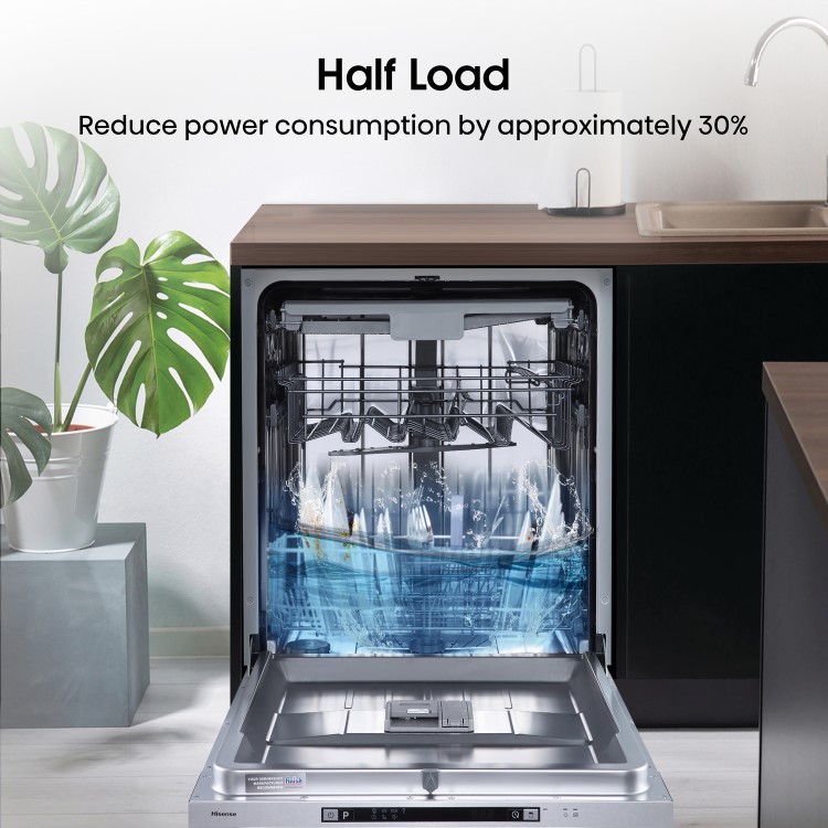 Hisense Auto Dry Integrated Dishwasher - Silver - D-Rated, Silver control panel