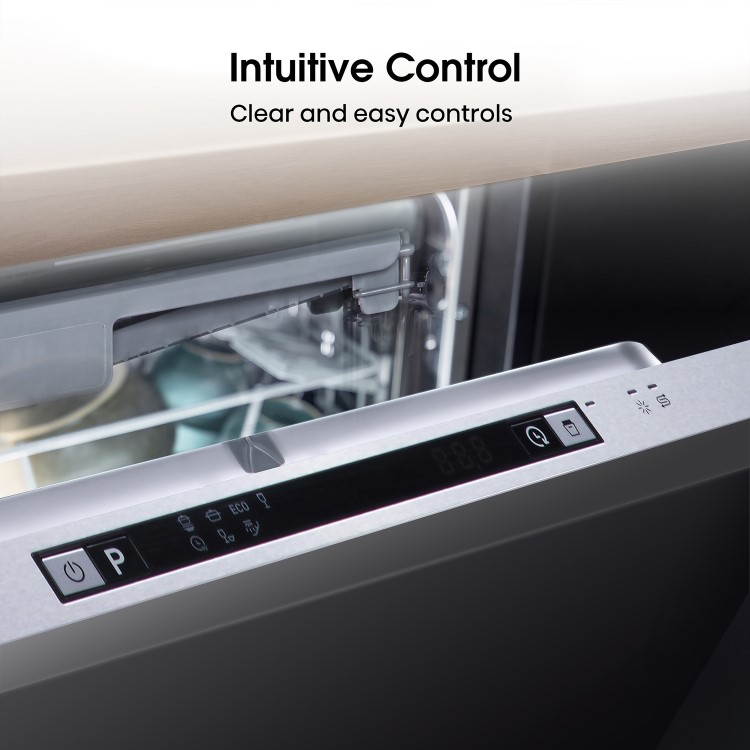 Hisense Auto Dry Integrated Dishwasher - Silver - D-Rated, Silver control panel