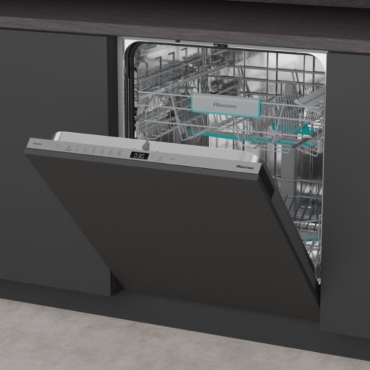 Hisense Fully Integrated Dishwasher -  Auto Dry, C-Rated, Silver control panel